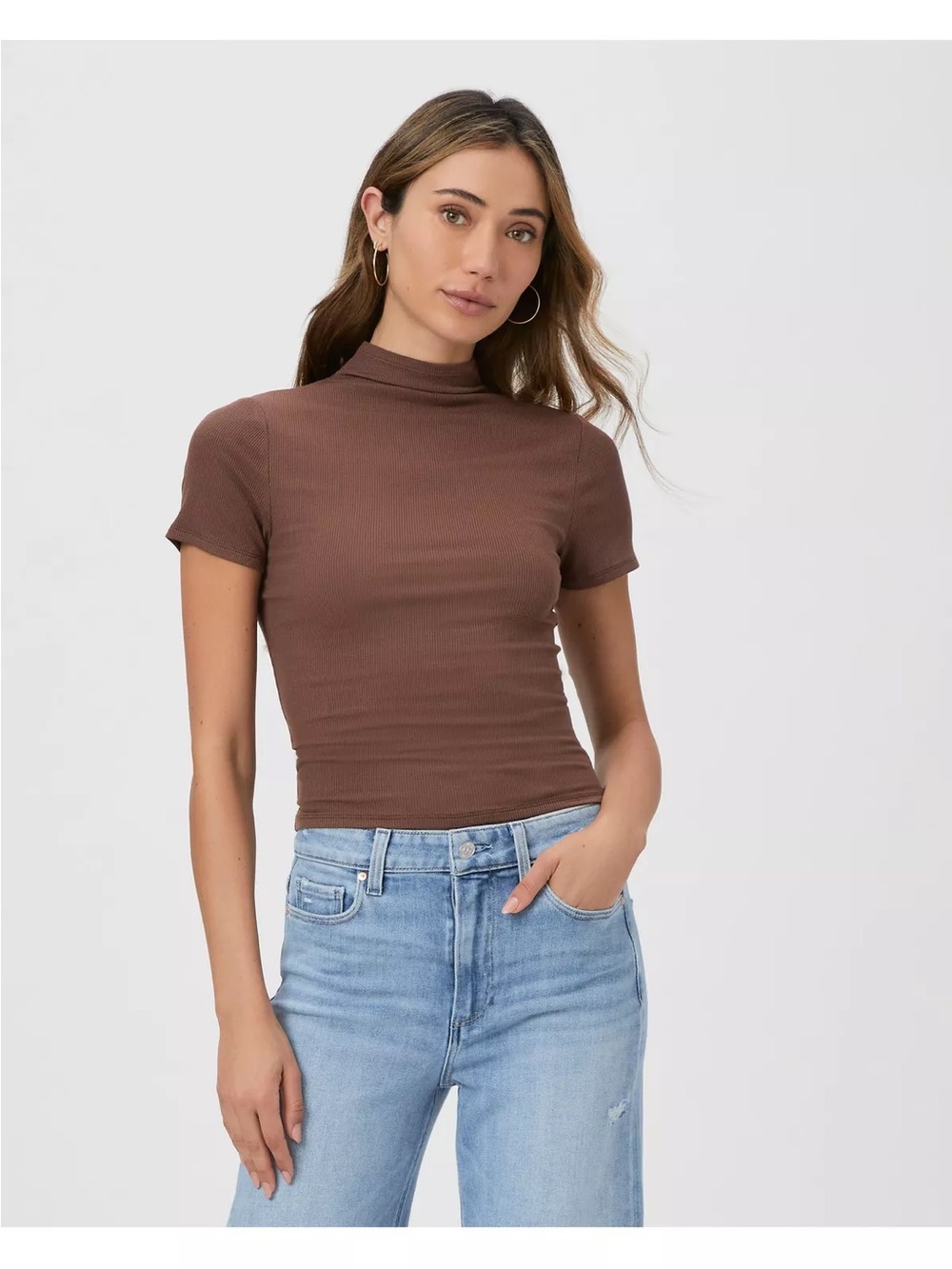 NWT PAIGE Blanche Mock Neck Top, Landslide, Small